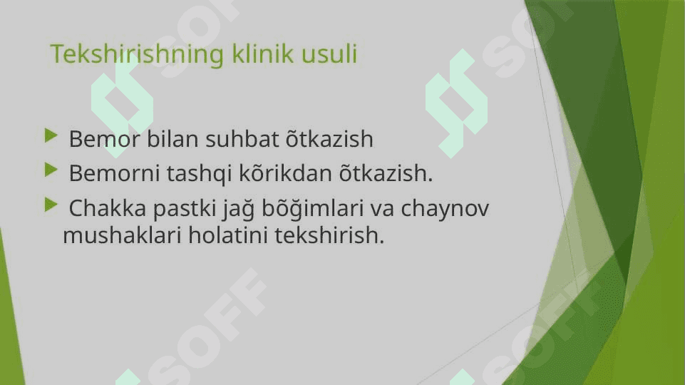 Tishlarning qattiq to`qimalari zararlanganda bemorni tekshirish usullari 5