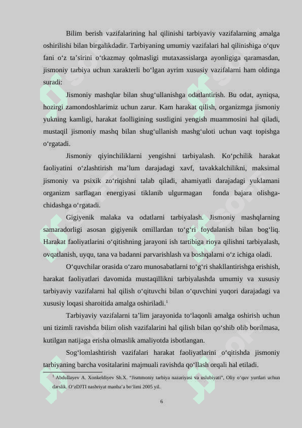 JISMONIY TARBIYA DARSLARIDA HARAKATLARGA O‘RGATISH BOSQICHLARI 6