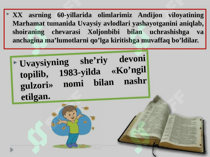 JAHON OTIN UVAYSIY. Lirika 8