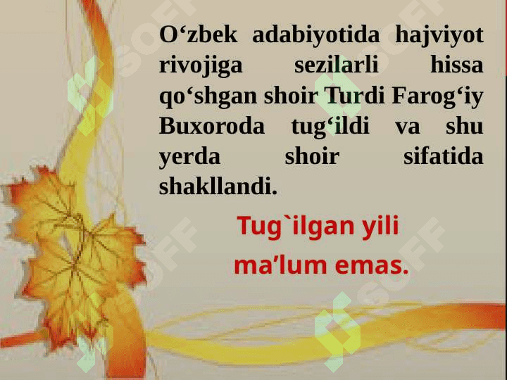 Turdi farog`iy. Lirika 3