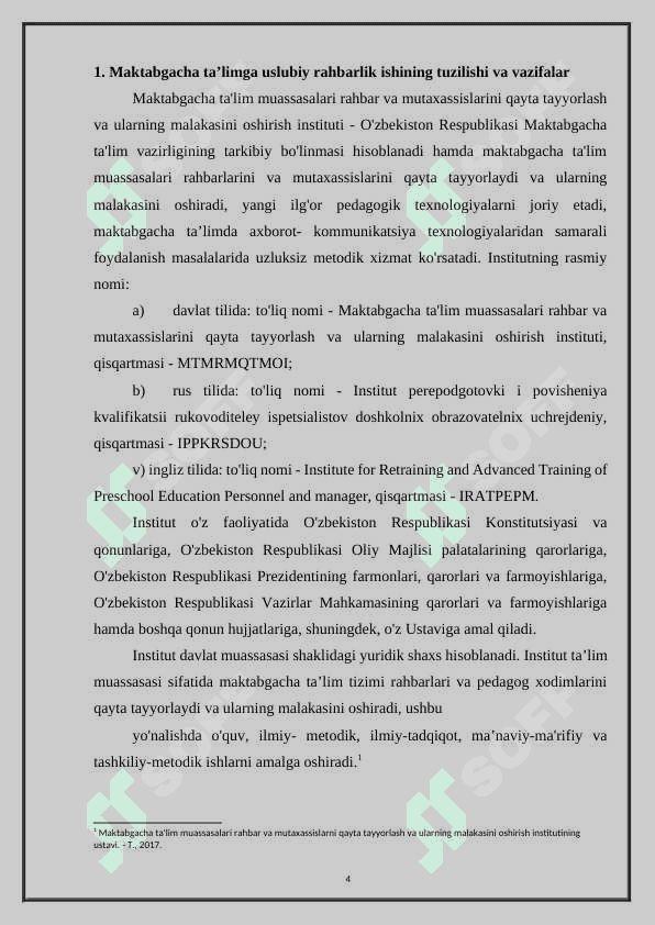 Maktabgacha ta’lim bo'yicha metodik ishlarni tashkil qilish vazifalari, mazmuni va shakllari 4