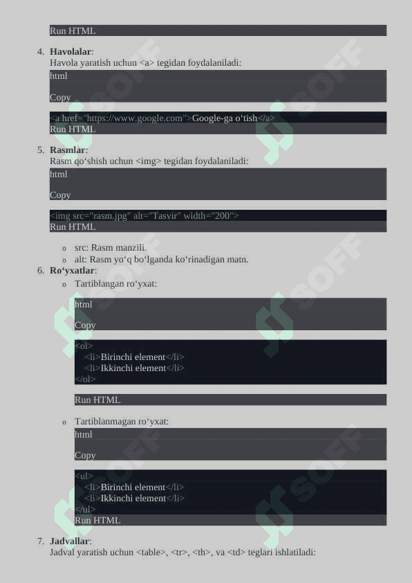 HTML-ning Asosiy Elementlari 2