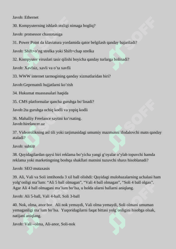 Informatika attestatsiya javoblar 4