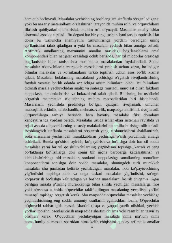 1-sinf matematika darslarida mantiqiy tushunchalar bilan tanishtirish. 6