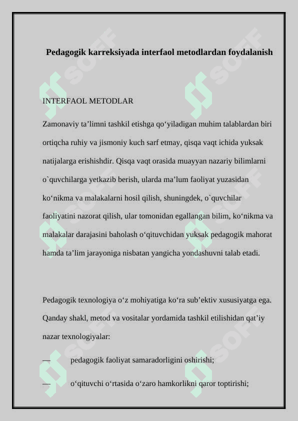 Pedagogik karreksiyada interfaol metodlardan foydalanish 2