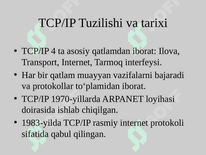Tarmoq protokollari, TCP/IP protokollari steki 3