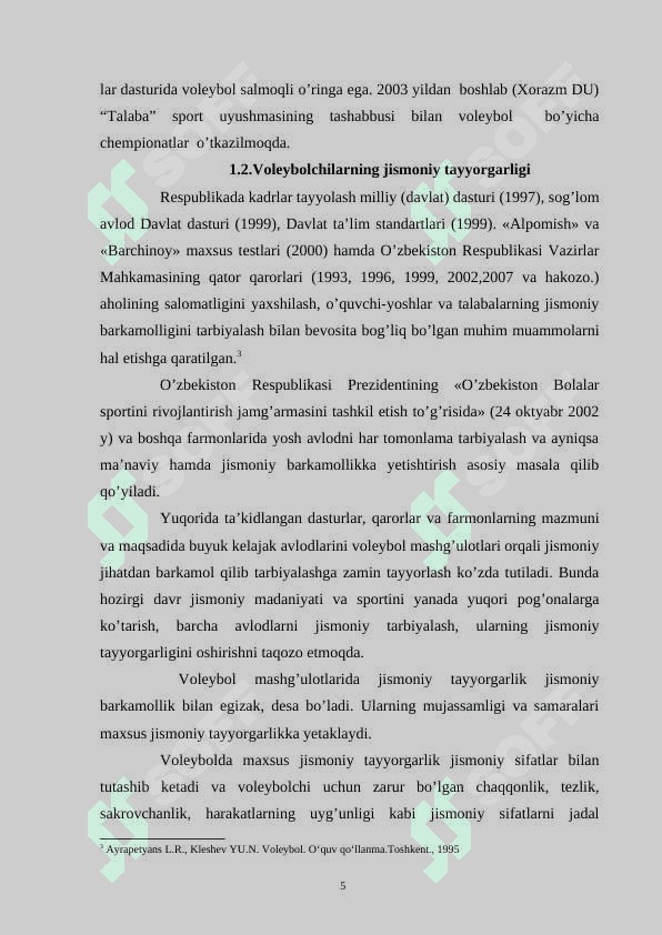 VOLEYBOL O’YIN TEXNIKASINI MAXSUS MASHQLAR TA’SIRIDA SHAKILLANTIRISH SAMARADORLIGINI OSHIRISH 5