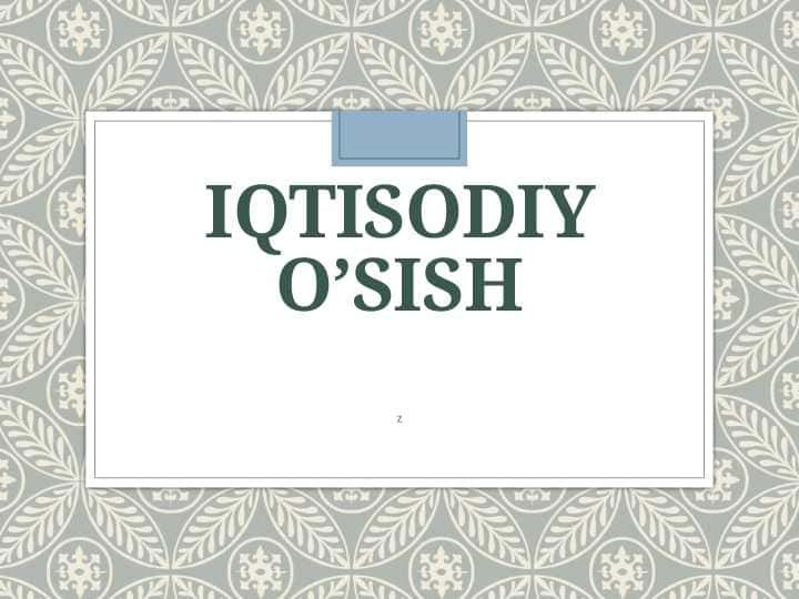 IQTISODIY O’SISH