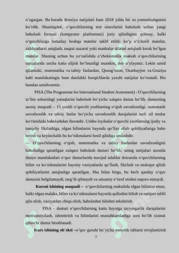PISA tadqiqotlari haqida umumiy ma’lumotlar. 3