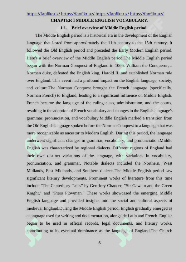 GIVE INFORMATION ABOUT MIDDLE ENGLISH VOCABULARY 5