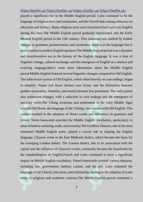 GIVE INFORMATION ABOUT MIDDLE ENGLISH VOCABULARY 6