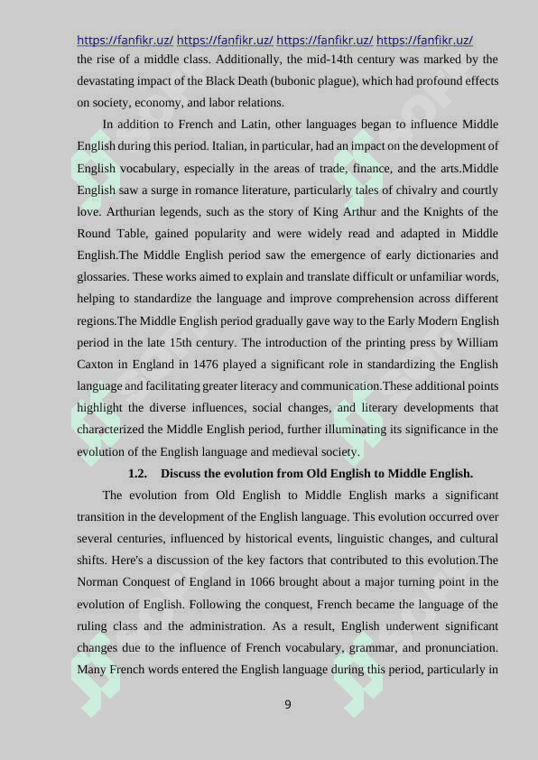 GIVE INFORMATION ABOUT MIDDLE ENGLISH VOCABULARY 8