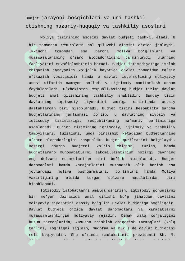 Budjet munosabatlarining qonuny huquqiy asoslari kurs ishi 4