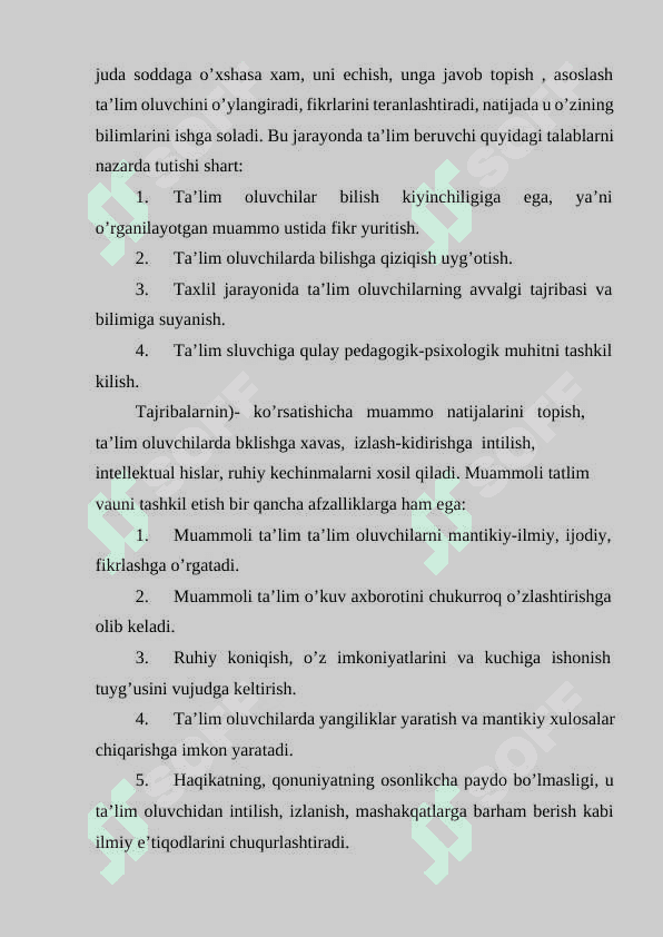 Jadallashtiruvchi ta’lim texnologiyalar, muammoli ta’lim texnologiyalari 4