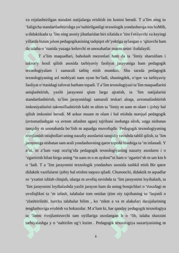 JISMONIY TARBIYA DARSLARINI SAMARADORLIGINI OSHRISH. 6