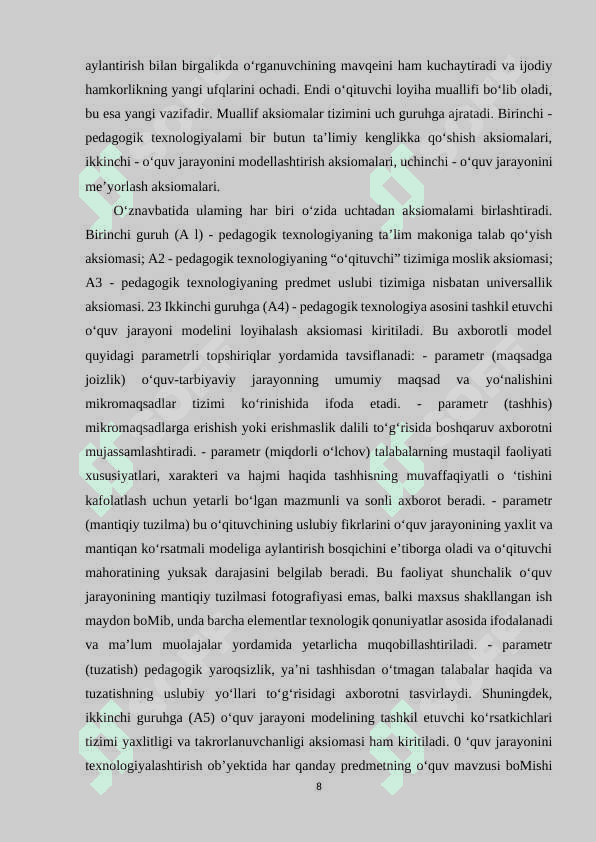 JISMONIY TARBIYA DARSLARINI SAMARADORLIGINI OSHRISH. 8