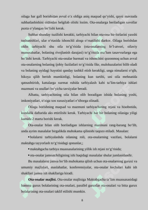 MAKTABGACHA TAʼLIM TASHKILOTLARINING OILA BILAN ISHLASH SHAKLLARI 8