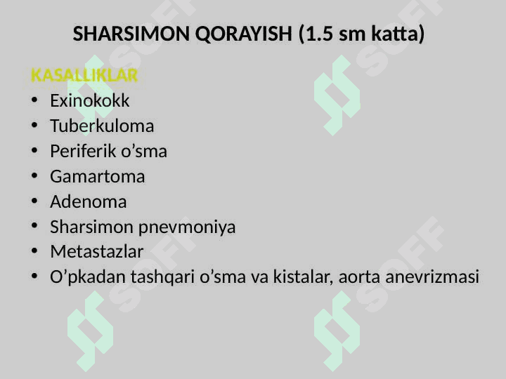O’pka  rentgenologik sindromi – Sharsimon soyalanish 3