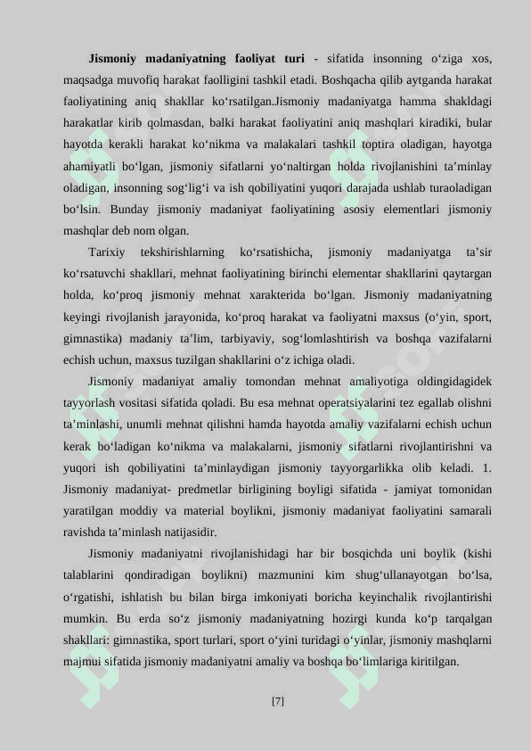 JISMONIY MADANIYAT NAZARIYASI  VA METODIKASI PREDMETI. 7