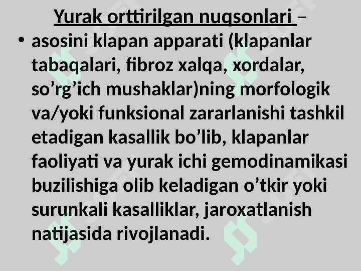 YURAK ORTTIRILGAN NUQSONLARI 2