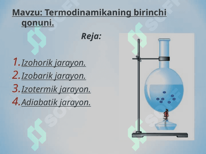 Termodinamikaning  birinchi qonuni  va uning analitik ifodasi 3