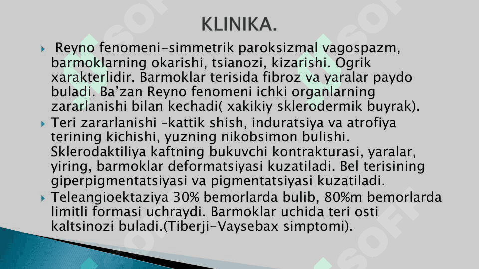 Biriktiruvchi to'qimaning diffuz kasalliklari( BTDK) : sistemali sklerodermiya, dermatomizoit 6