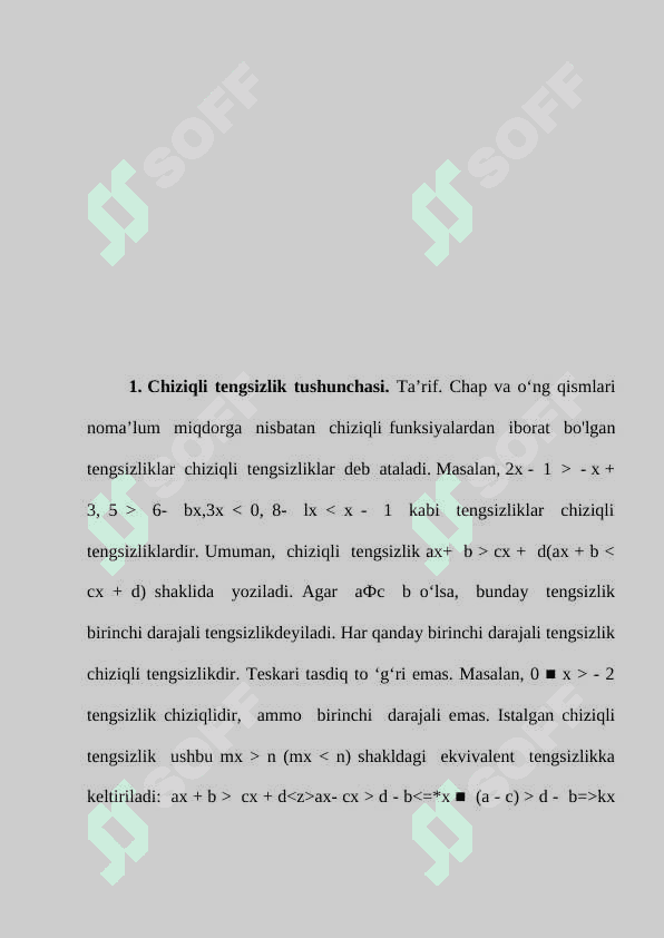 Chiziqli tengsizliklar.Chiziqli tengsizliklar sistemasi. Oraliqlar usuli 3