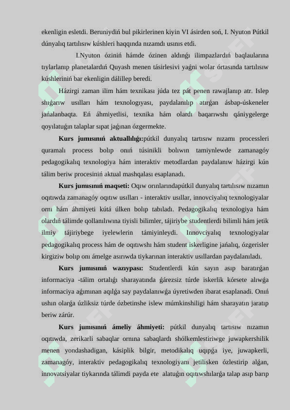 Pútkil dúnyalıq tartılısıw nizami 4