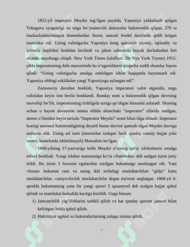 YAPONIYA MEYDZI TIKLANISH DAVRIDA. ISLOHOTLAR 4
