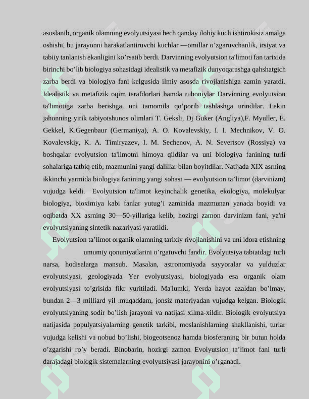 Evolyutsiya nazariyasi evolyutsiyaning genetik va ontogenetik asoslari 4
