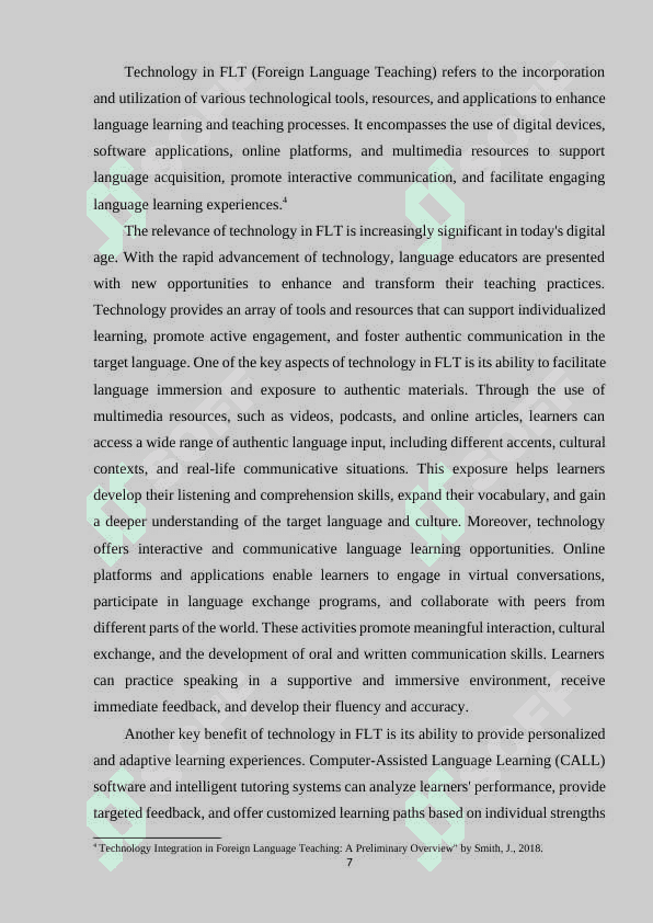 The concept of technology in FLT 7