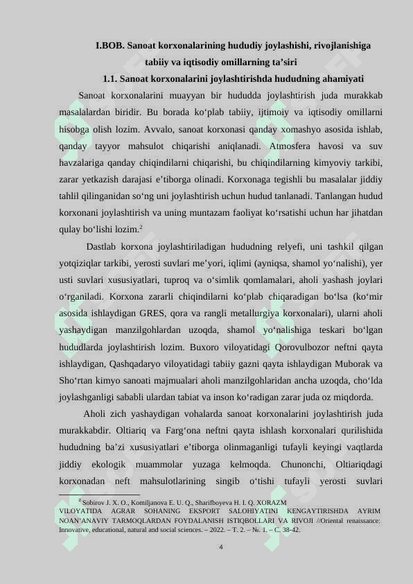 O'zbekistonda sanoat korxonalarini joylashtirish omillari. 4
