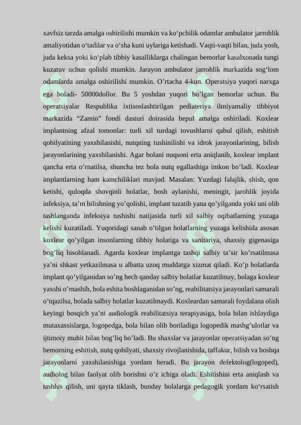 Koxlear implantatsiyadan keyingi uzoq muddat olib boriladigan korreksion pedagogik ishlarning muxim davrlari. 4