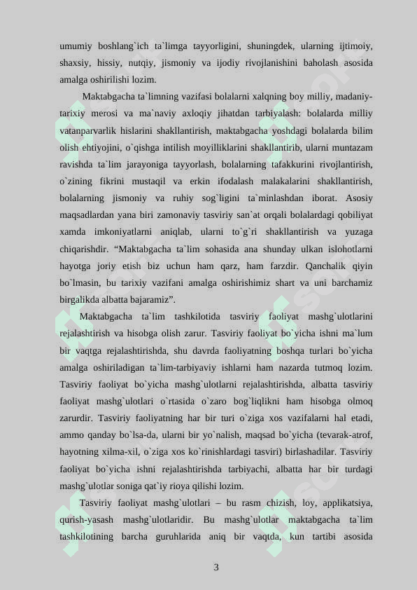 MAKTABGACHA TA`LIM TASHKILOTIDA BOLALARINI DEKORATIV SAN`AT ASOSIDA 3