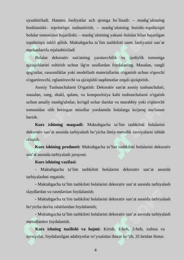 MAKTABGACHA TA`LIM TASHKILOTIDA BOLALARINI DEKORATIV SAN`AT ASOSIDA 4