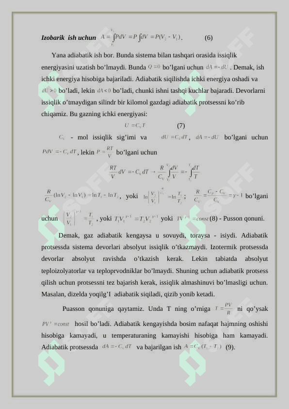 Qaytmas jarayonlarning tеrmodinamikasi. 4