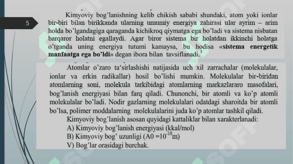 Kimyoviy bog'lanishlar 5