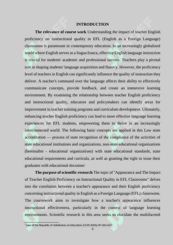 The impact of Teacher English Proficiency on Instructional Quality in EFL Classrooms. 2