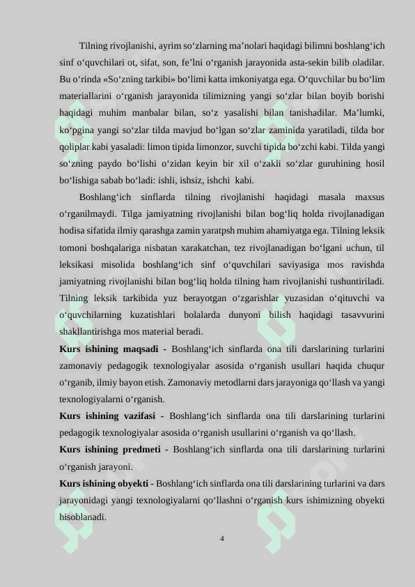 BOSHLANG‘ICH SINFLARDA ONA TILI DARSLARINING TURLARI 4