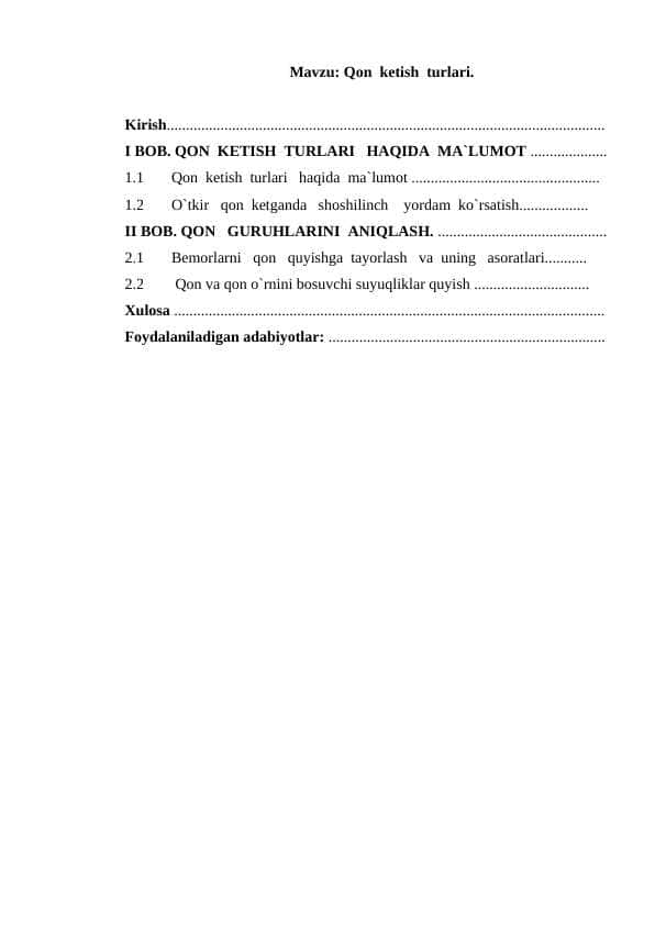 qon ketish turlari va uni oldini olish