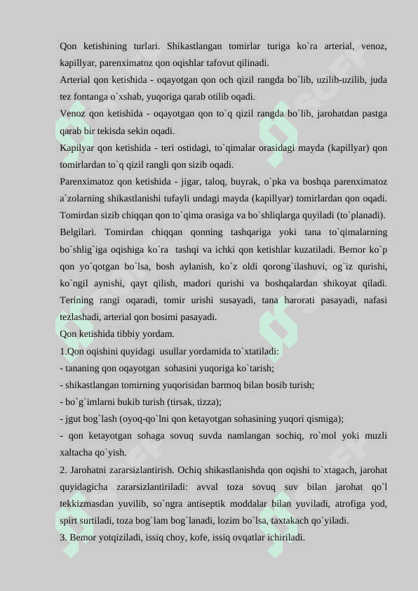 qon ketish turlari va uni oldini olish 6
