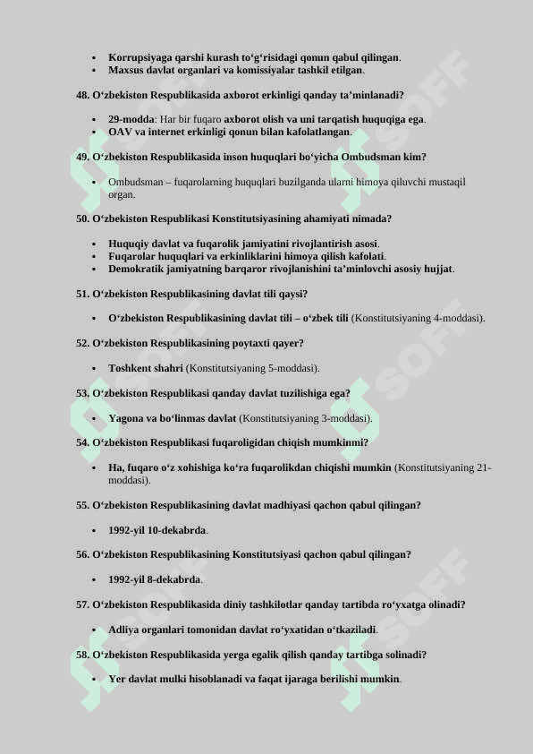 Ichki ishlarga kirish uchun suxbat savol-Javoblari. 7