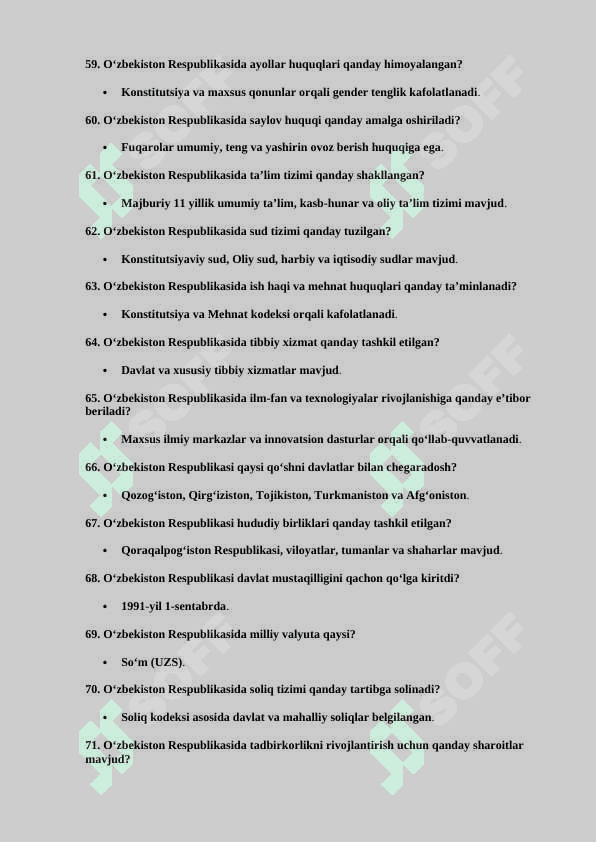 Ichki ishlarga kirish uchun suxbat savol-Javoblari. 8