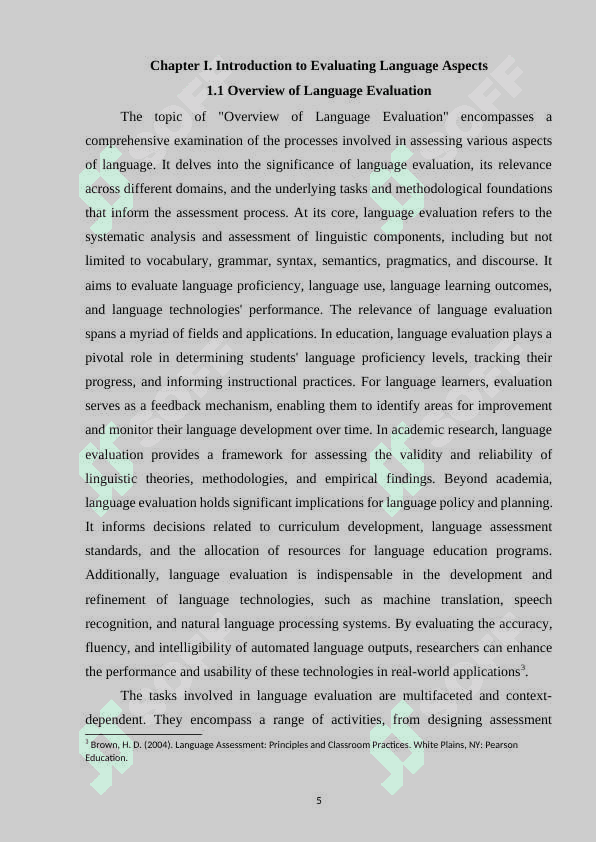Methods and criteria for evaluating language aspects 5