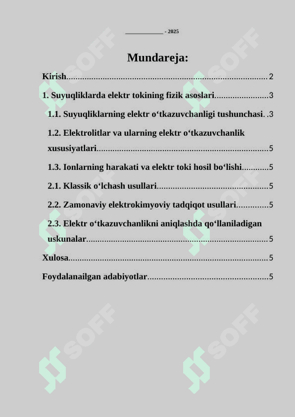 Suyuqliklarda elektr tokini o‘rganish usullarini takomillashtirish 2