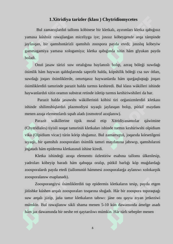 Tómen dárejeli zamarrıqlar wákilleriniń dúzilisi hám  olardıń  xalıq xojalıǵındaǵı áhmiyeti 6