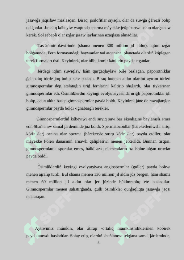 Ósimlikler evolyutsiyası 8