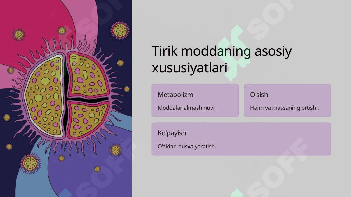 Biosferadagi tirik moddaning xususiyatlari va funksiyalari 5
