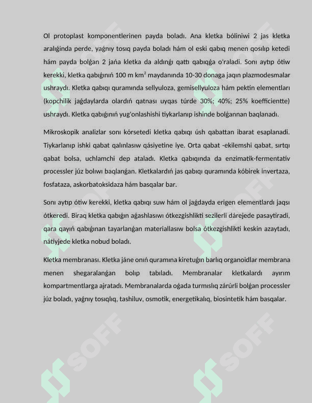 Ósimlikler kletkasinıń ximyalıq qurami 7