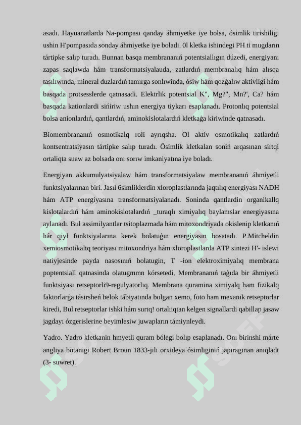 Ósimlikler kletkasıniń dúzilisi 6
